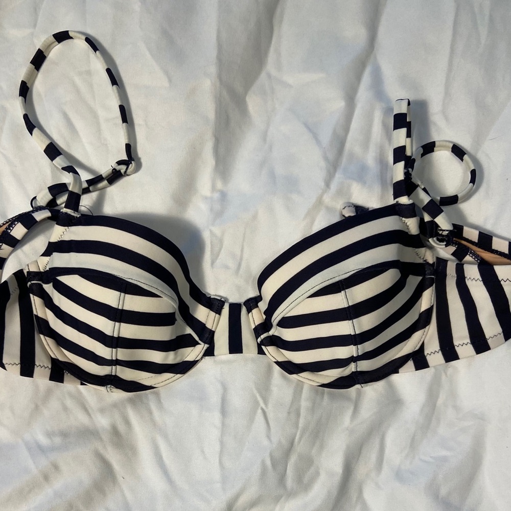 J. Crew bikini top—navy and white striped